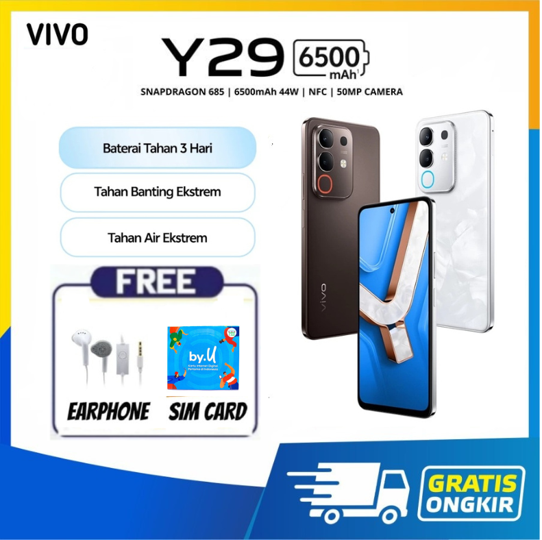 Vivo Y29 8/256Gb (+8Gb Extended Ram) Promo Guarantee - 6/128Gb - Free Bonus Harga 1,890,000 rupiah*Gratis Ongkir