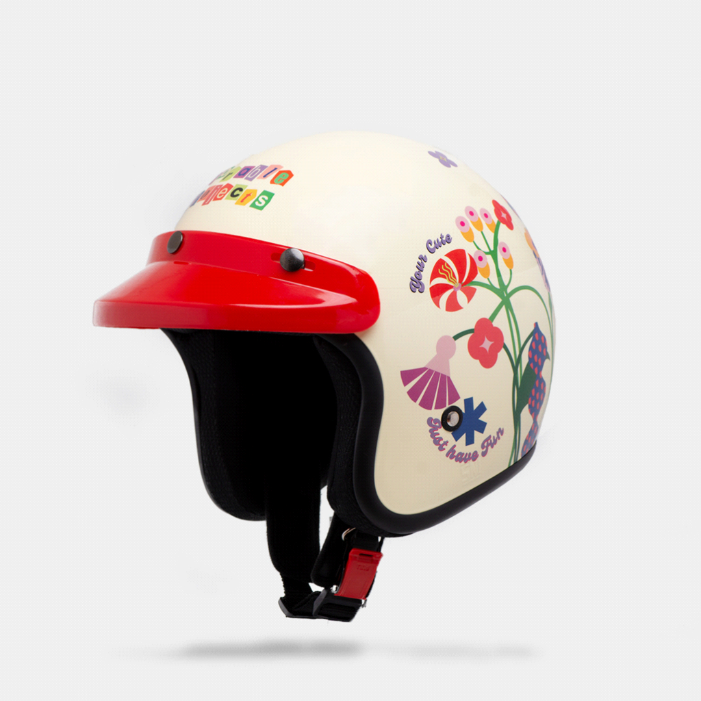 Adorableprojects-floral retro helmet-Helm Half Face Harga 299,000 rupiah*Gratis Ongkir