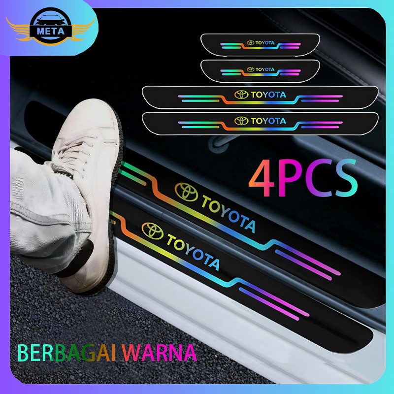 4PCs car door guard sticker sill plate carbon fiber protector waterproof scratch-resistant car base protector sticker universal car door protection colorful/Toyota-stylish safe accessories Harga 15,650 rupiah*Gratis Ongkir