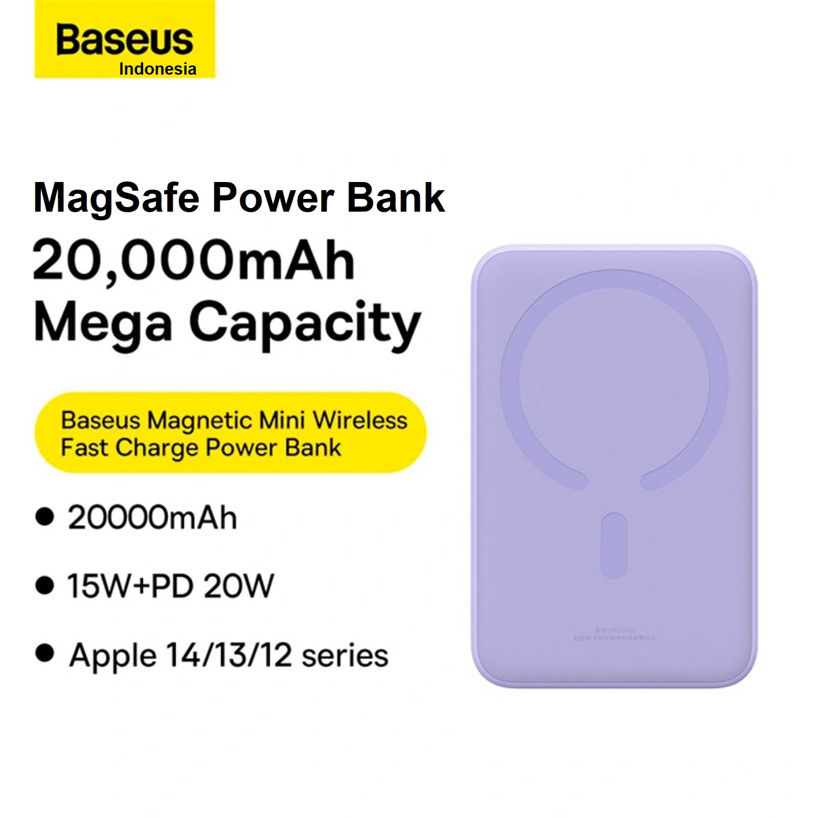 Baseus Powerbank Magnetic Mini Wireless 20W 20000mAh MagSafe