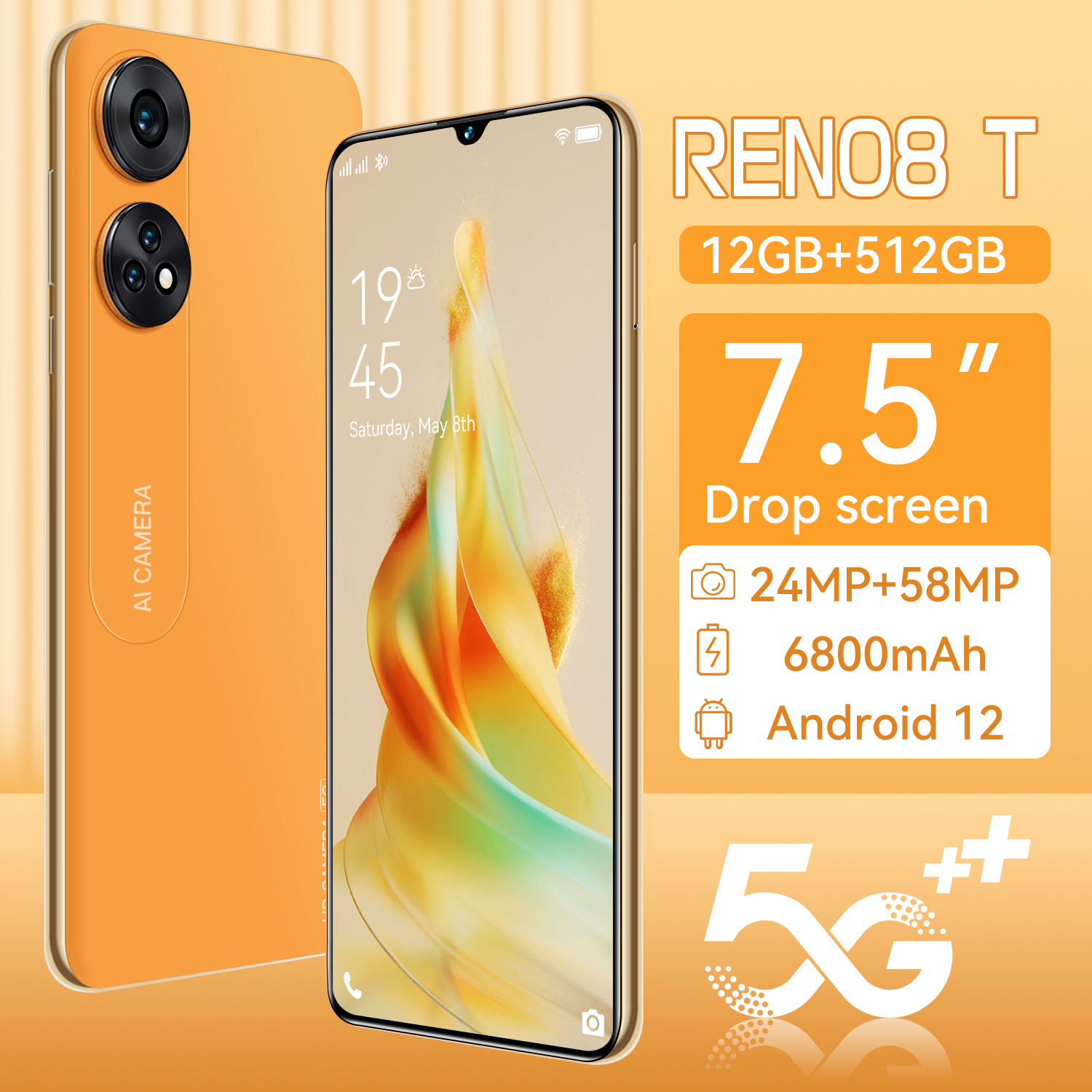 【Can cod + official warranty】 ren8 T 5G 7.5 inch mobile phone 2023 original clearance HP Ori Android 12 5g official warranty 12GB + 512GB 58mp camera 6800mAh Official HP cheapest clearance we can offer cod in gaming phone installment Harga  974,000 Ringgit*Penghantaran Percuma