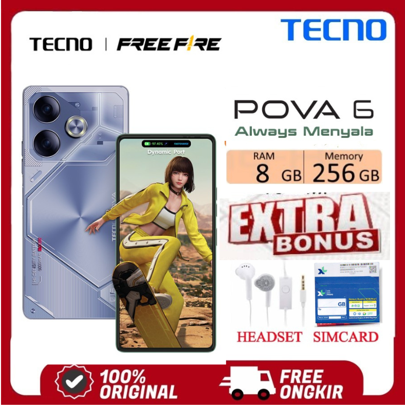 Tecno Pova 6 Ram 8 Rom 256 Gb Helio G99 Ultimate Warranty Harga 2,040,000 rupiah*Gratis Ongkir