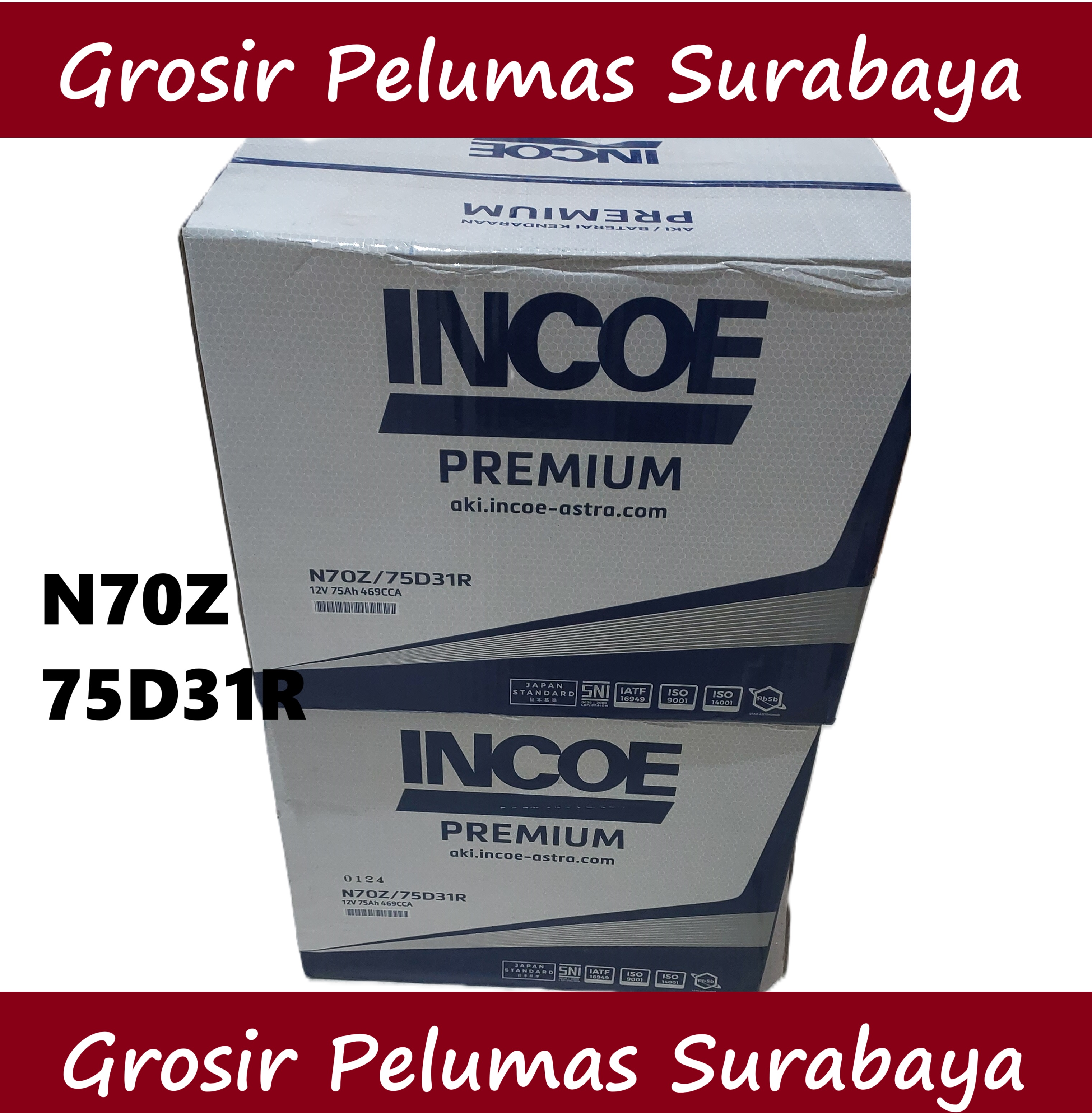 Aki Accu INCOE Premium N70Z 75D31R Isuzu Elf MU-X L300 12V 75Ah 75 Ampere Aki INCOE N70Z INCOE 75D31R Harga 1,399,999 rupiah*Gratis Ongkir