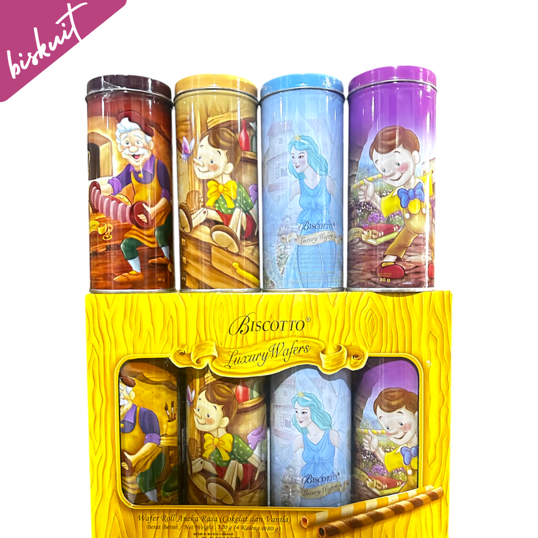 Hampers Astor Luxury 4 Cans Pinokio - Wafer Roll Biscuits