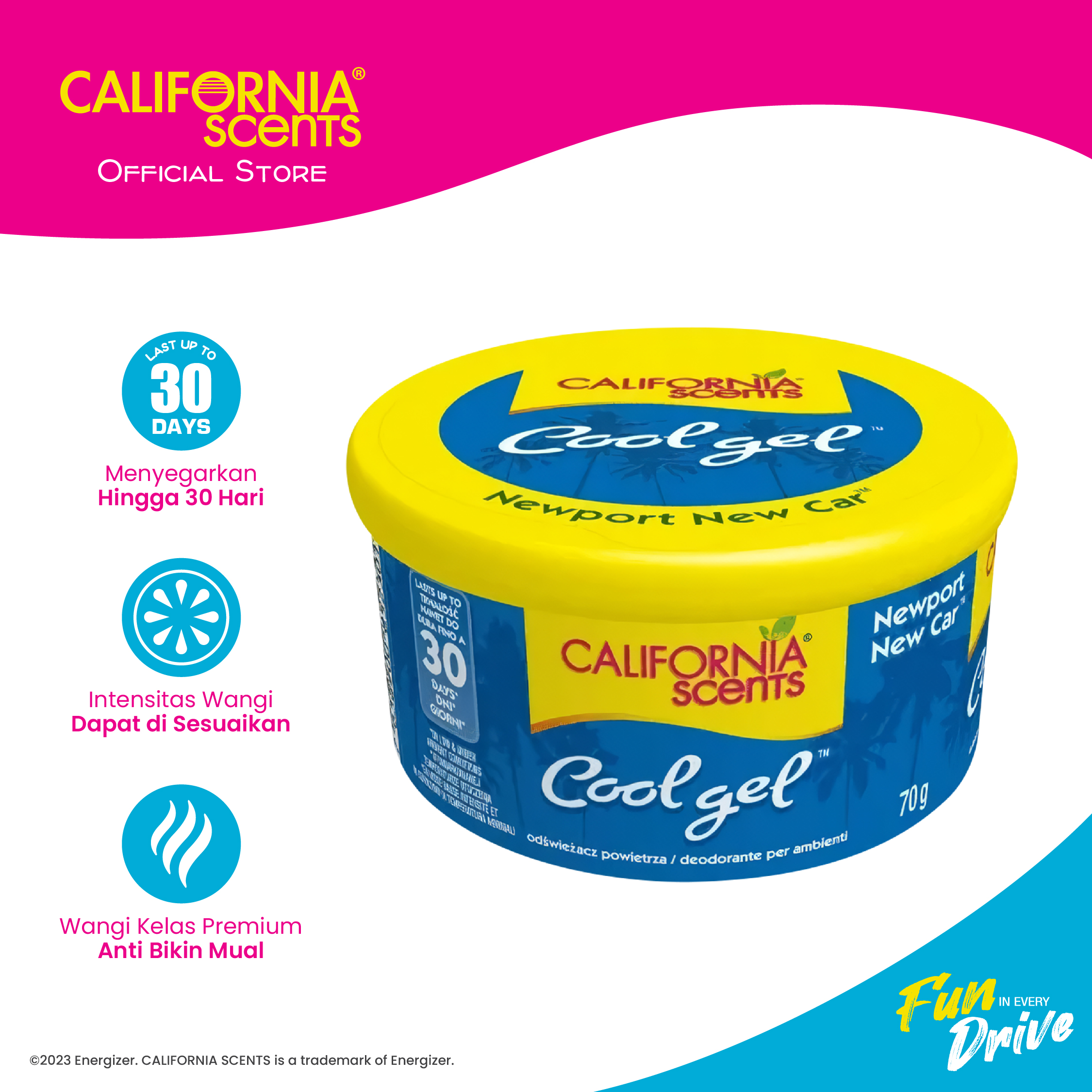 California Scents Newport New Car Mini Gel Cans Pengharum Mobil Harga 23,200 rupiah*Gratis Ongkir