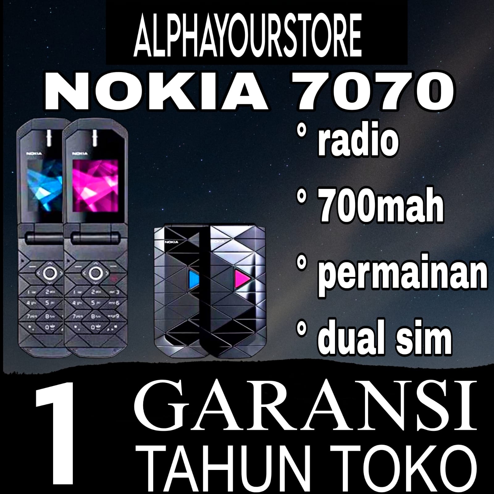 HP Nokia 7070 (new) [1 year warranty] Radio, single SIM | long life battery good Harga 203,603 rupiah*Gratis Ongkir