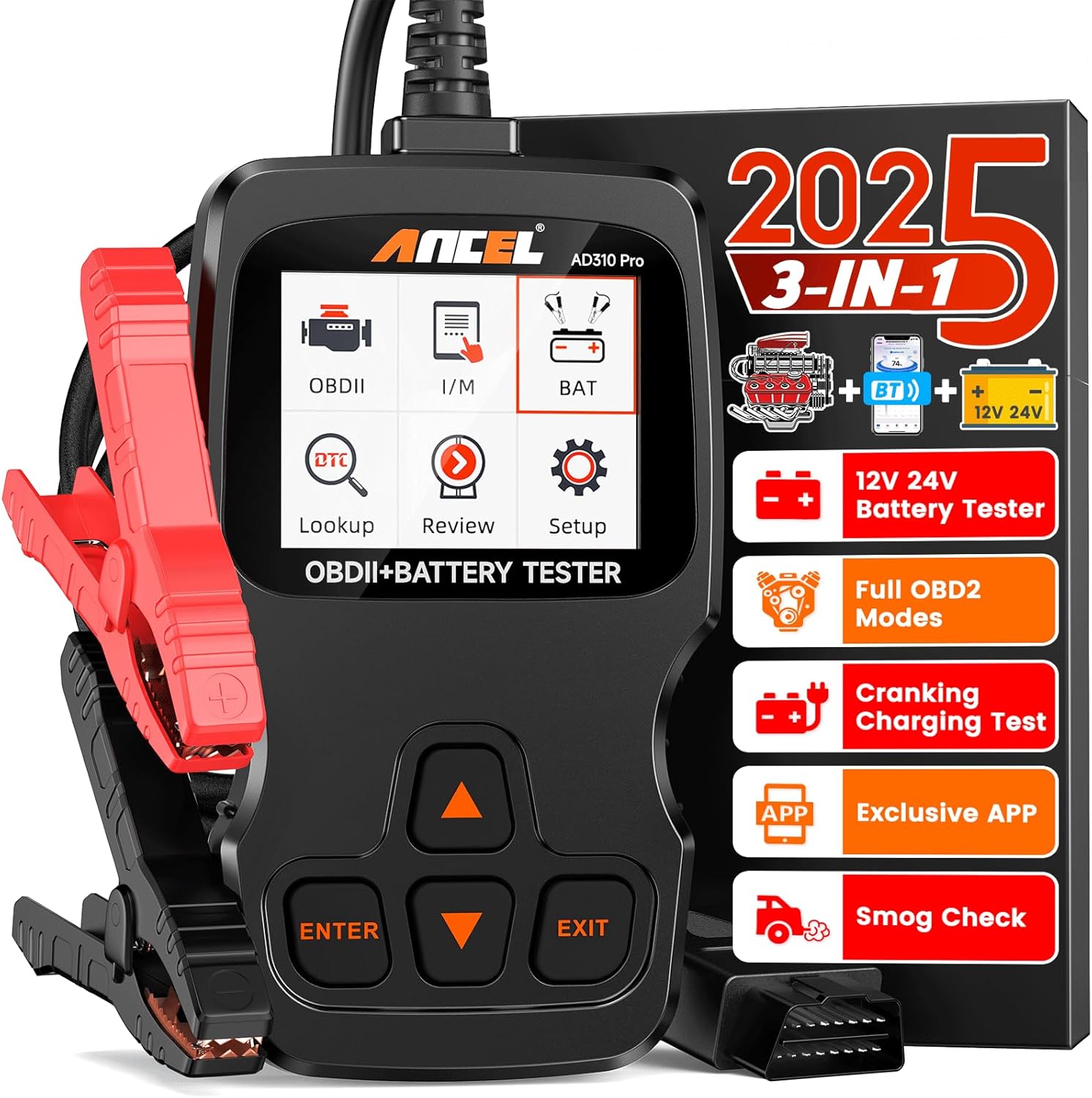 ANCEL AD310 PRO Automotive 3-in-1 OBD2 Scanner 12V 24V Battery Tester Exclusive App for IOS Android Harga 751,000 Ringgit*Penghantaran Percuma