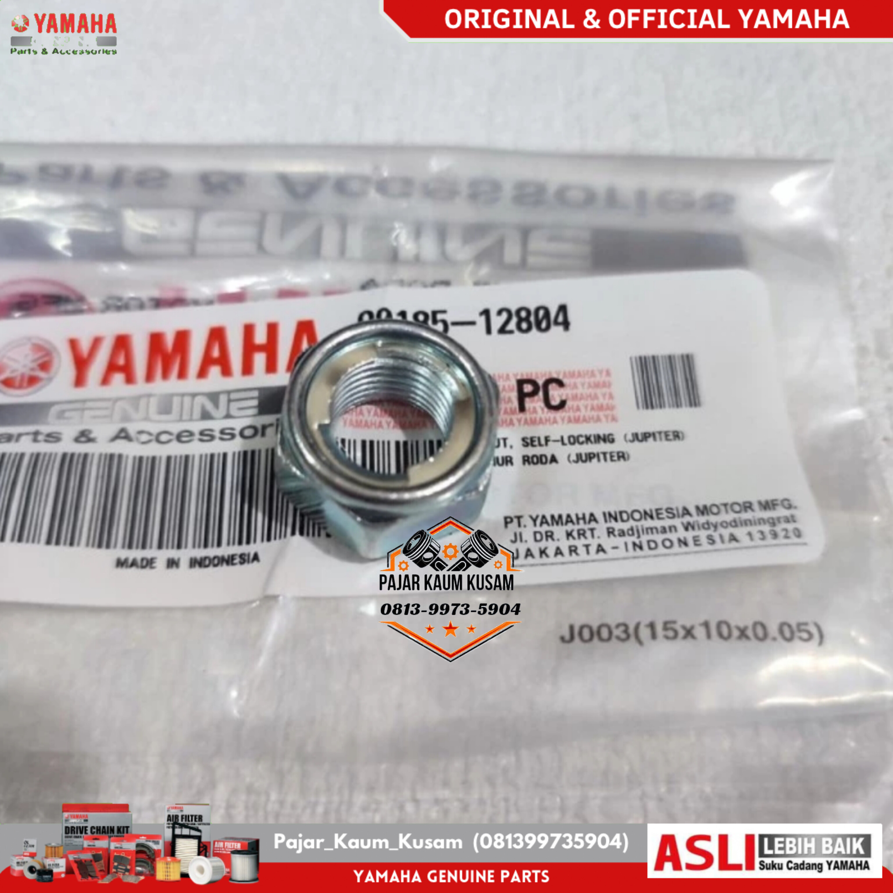 MUR AS SWING ARM SWIM AREM RX KING PERDAM 2007-2009 ORIGINAL. 90185-12804 NUT, SELF-LOCKING Harga 20,000 rupiah*Gratis Ongkir