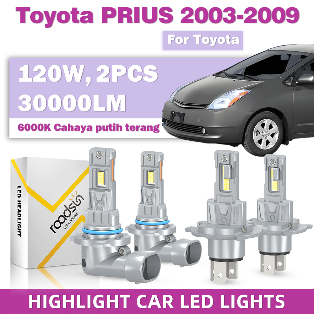 Roadsun 2-Piece Led Car Headlight Kit Fits 2003-2009 Toyota Prius Models and Includes High Beam, Low Beam, and Fog Lights; Replaceable Halogen Bulbs; Very High Brightness, Color Temperature 6000K. Harga 164,500 rupiah*Gratis Ongkir