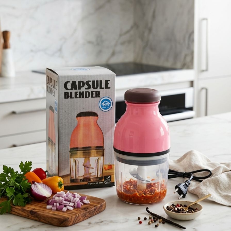 Multifunctional Capsule Blender Capsule Cutter Meat & Seasoning Chopper 4 Blades Portable Food Grade