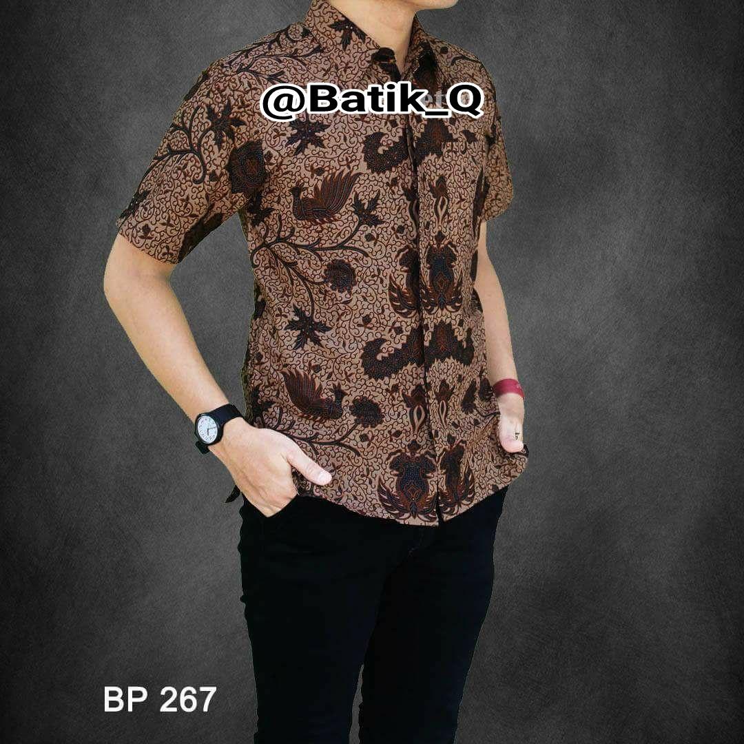 Kemeja Batik Pria Baju Batik Pria Motif Padi Coklat