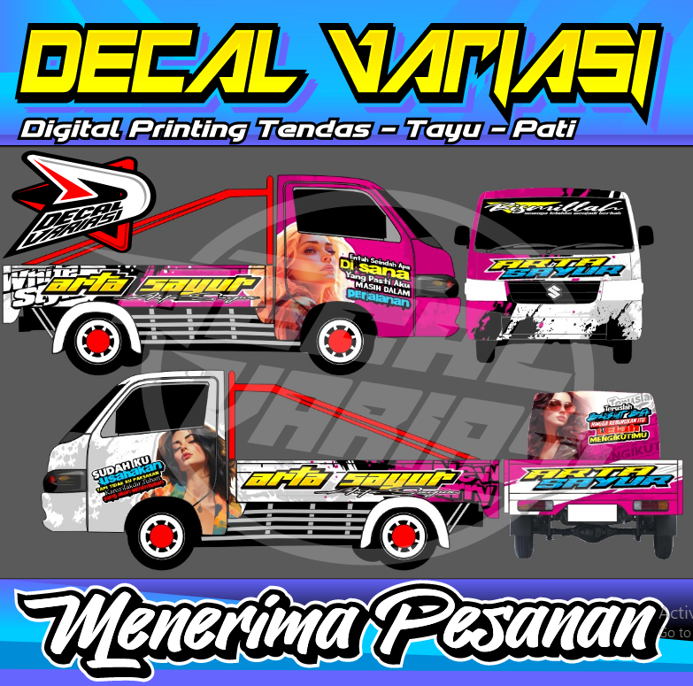 Stiker Full Body Mobil Pick Up New Carry-Stiker Variasi Mobil-Stiker Full Decal-Stiker bebas Request Harga 1,400,000 rupiah*Gratis Ongkir