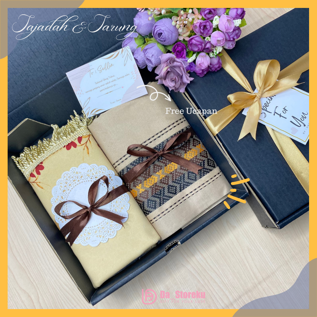 HAMPERS SAJADAH PREMIUM DAN SARUNG TENUN / KADO COWOK SAJADAH PREMIUM DAN SARUNG TENUN