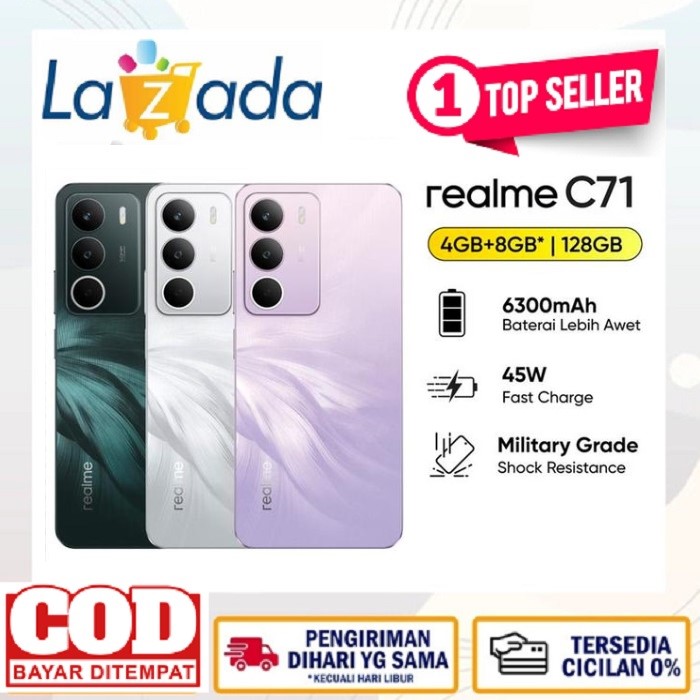 Realme C71 8Gb+128Gb* | 6 +128Gb 6300Mah Massive Battery & 45W Fast Charge | 120Hz Eye Comfort Display | Ai Experience | Nfc - Forest Owl Harga  1,378,880 rupiah*Gratis Ongkir