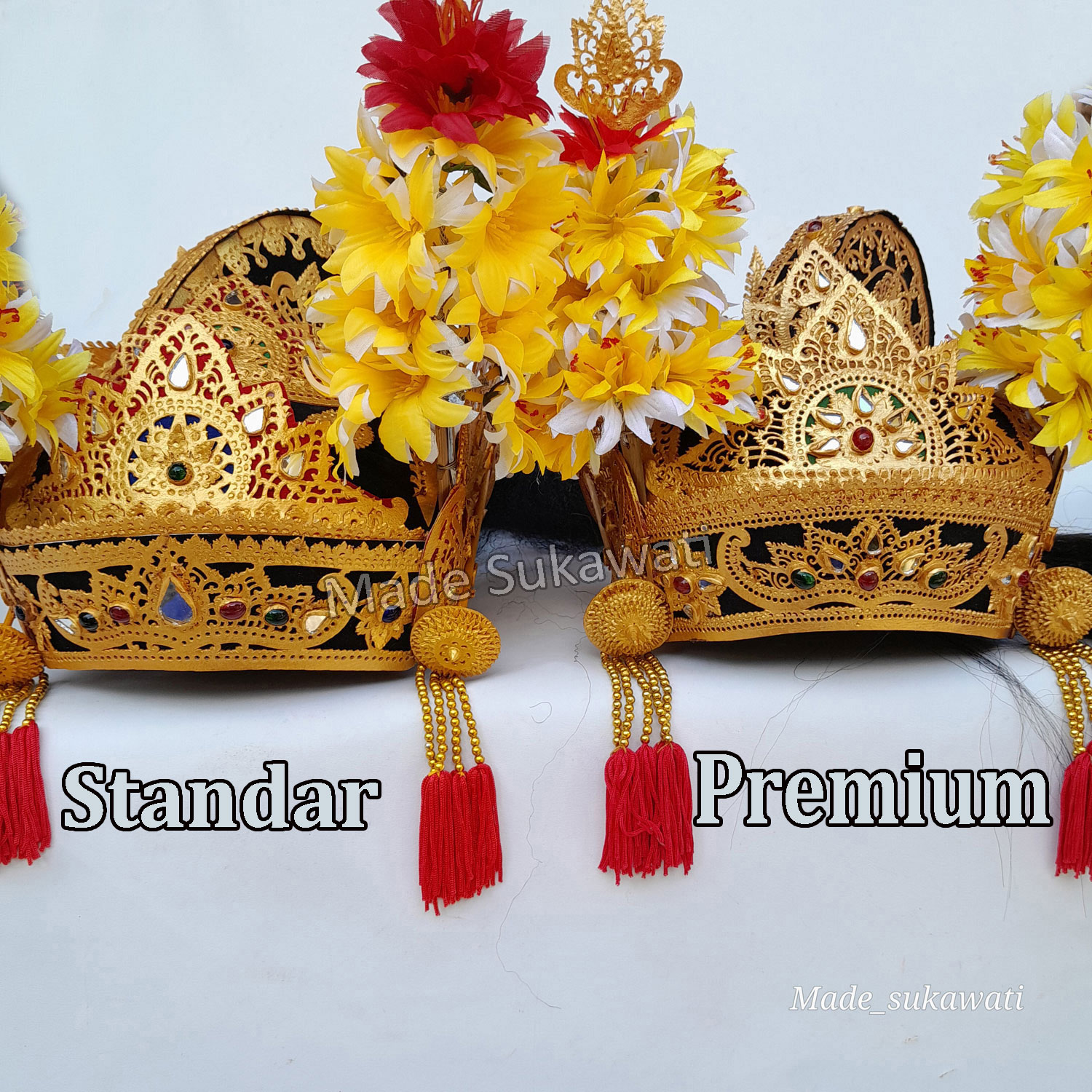 Crown gelungan dance skew Bali cowhide material Jade glass