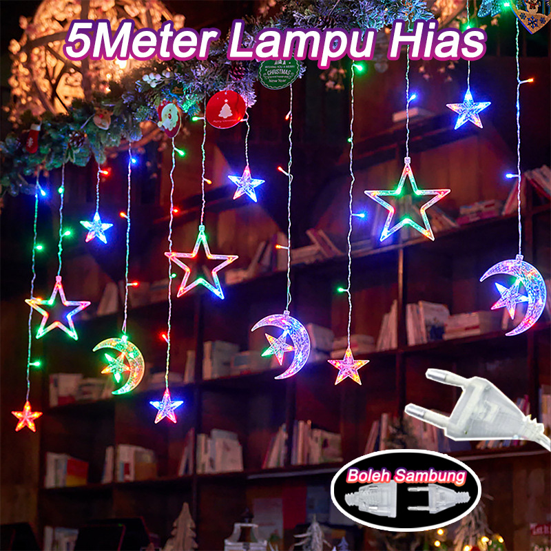 2026 Christmas decorative lights flicker decorative lamp Moon star LED strip Ramadan lights 5 meters r…