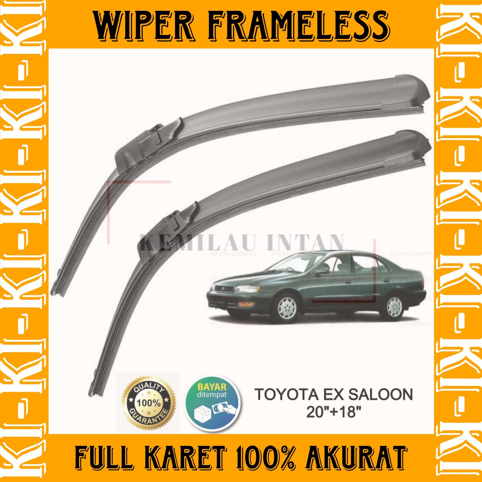 Wiper Frameless Toyota Ex Saloon Full Karet Anti Baret Wiper Blade Kanan Kiri 1 Set Kemilau Intan Harga 49,000 rupiah*Gratis Ongkir