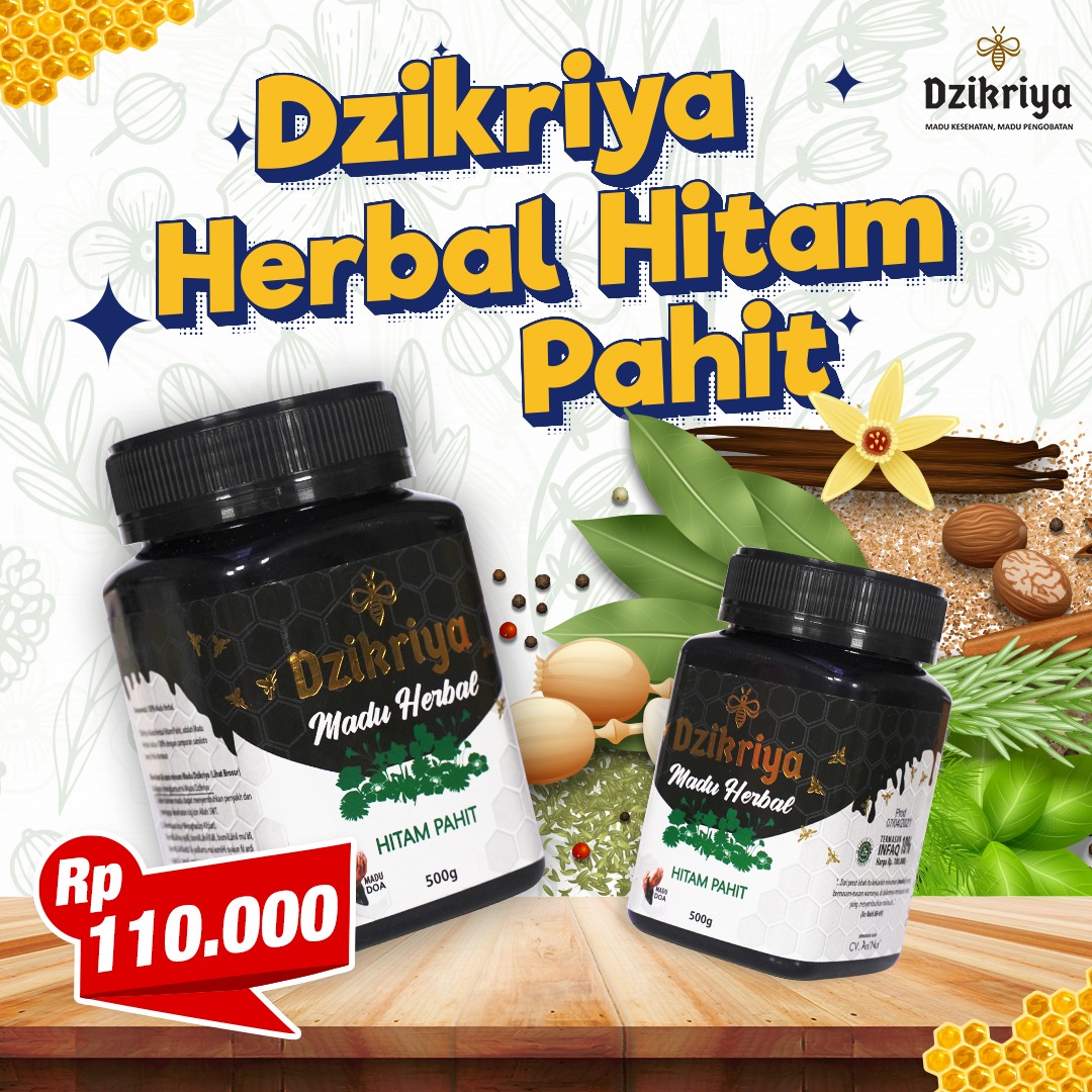Madu Dzikriya Herbal Hitam Pahit al jaber honey botol sehat dan berkah