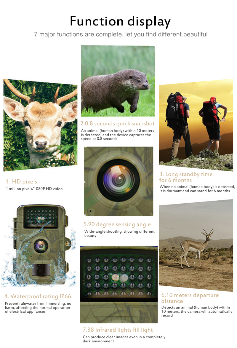 รูปภาพของ S-Way กล้องเส้นทางภาพดักเซ็นเซอร์อินฟราเรดกล้องล่าสัตว์ 1080 จุดสัตว์ป่า dl001 เฝ้าระวังไร้สายติดตามกล้อง IP66 กันน้ำฟรี TF การ์ด 32 กิกะไบต์