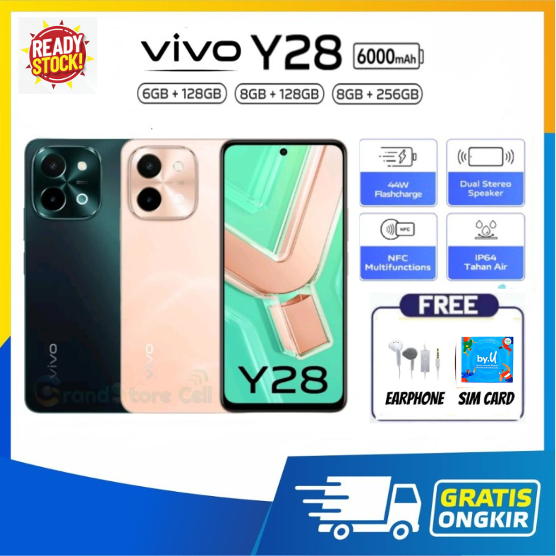 Vivo Y28 (8Gb/256Gb) - 44W Flashcharge+6000Mah, Dynamic Design, Dual Speaker + 300% Audio - Warranty Giá 1,398,720 Đồng*Miễn phí vận chuyển
