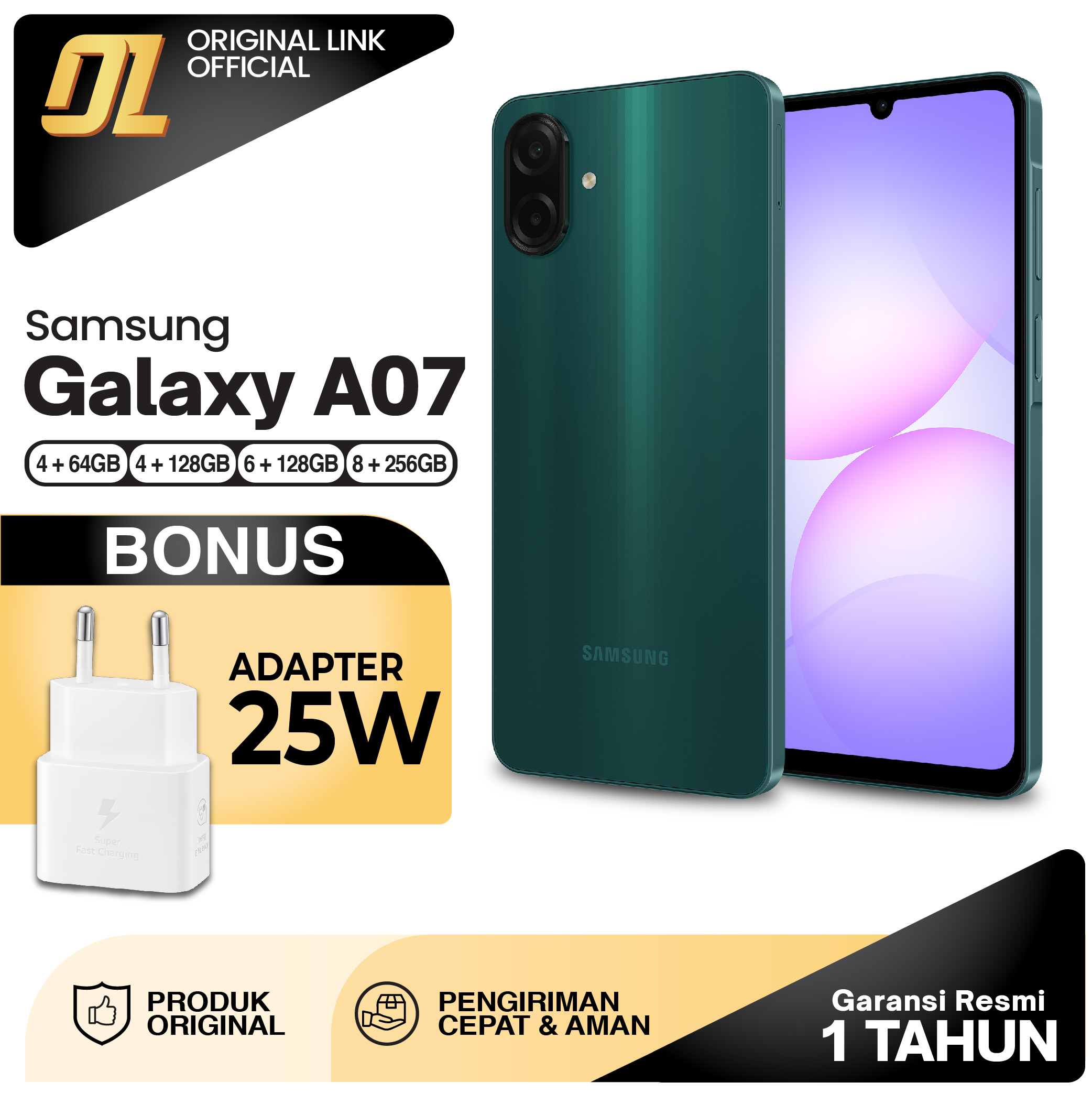Samsung Galaxy A07 4/64 4/128 6/128 8/256 Gb Smartphone Original. Harga 1,399,000 rupiah*Gratis Ongkir