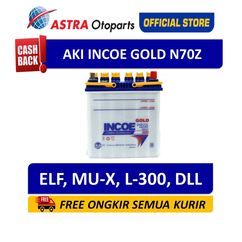 Aki Mobil Incoe Gold INGO-N70Z ELF, MU-X, L-300, DLL Harga 1,301,000 rupiah*Gratis Ongkir