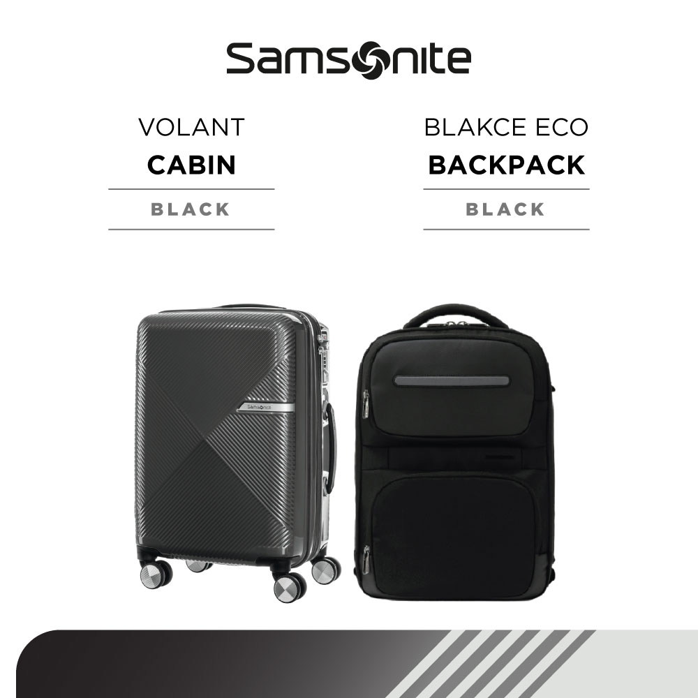 Lazada Indonesia - Bundle Samsonite Koper Volant Cabin Black + Blakce Eco Backpack I