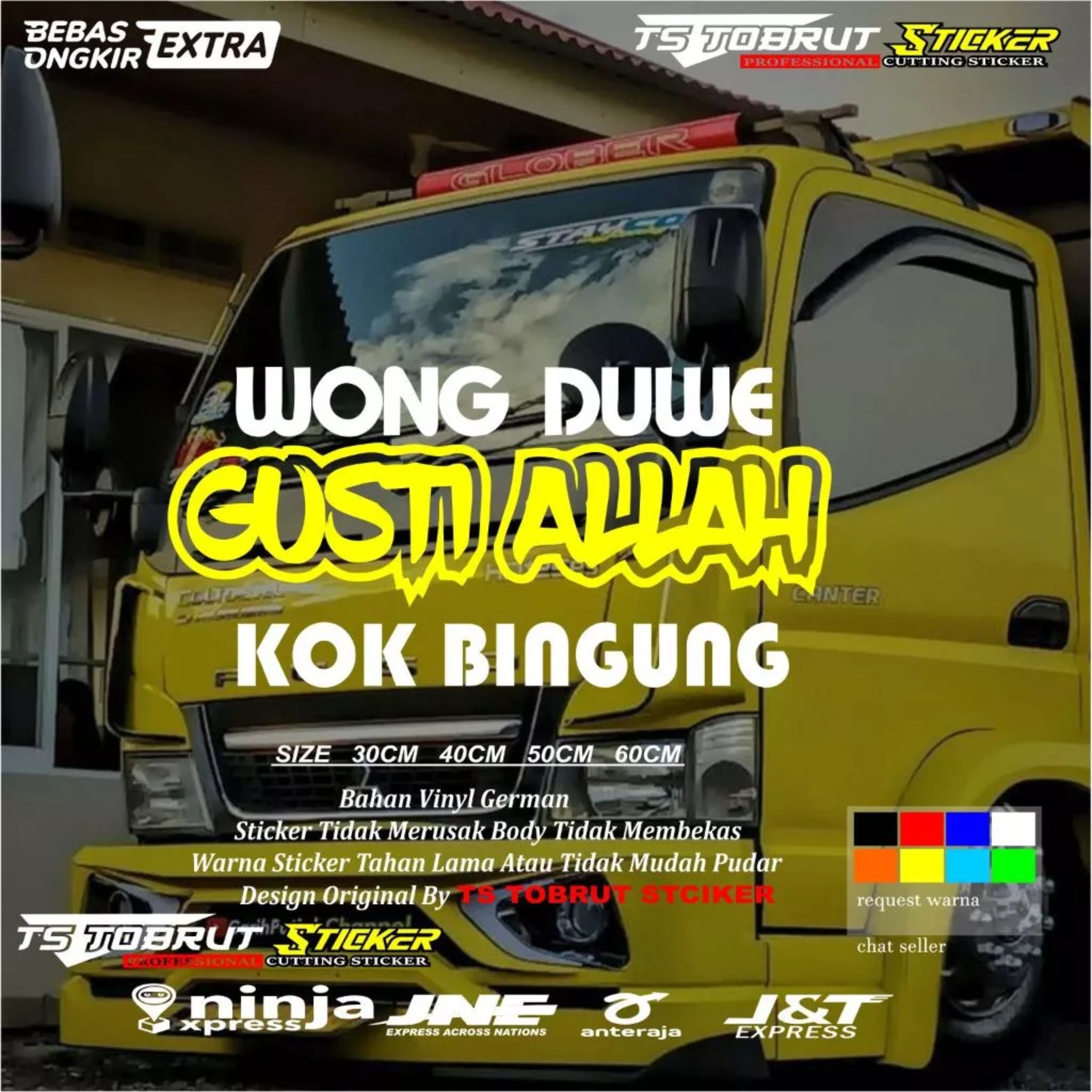 kata kata stciker kaca samping wong ndue gusti allah kok bingung stciker bisa cod semua mobil truk kaca samping unevesal Harga 20,000 rupiah*Gratis Ongkir