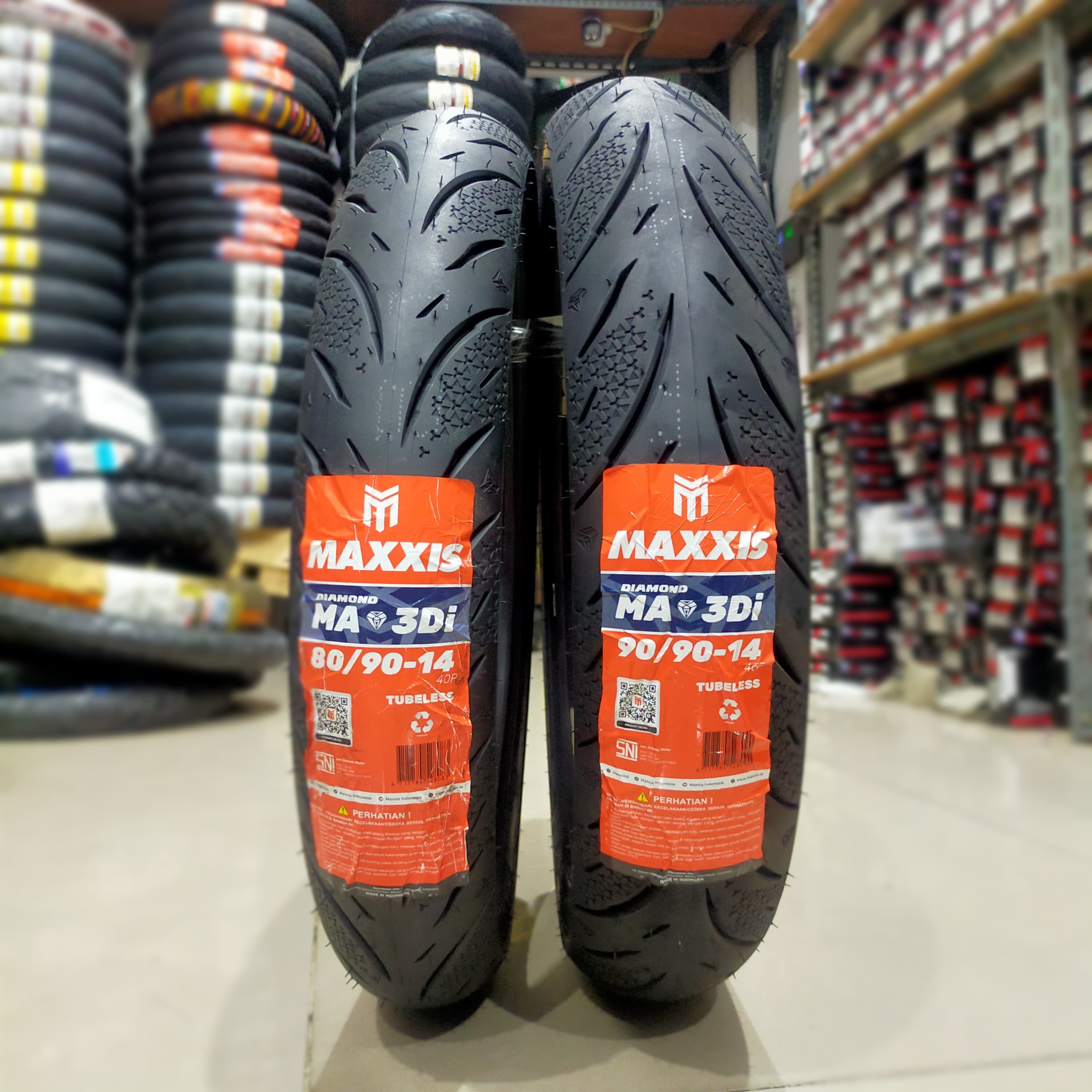 Maxxis Diamond V2 Ma-3Di Tubeless Ring 14 Motorcycle Outer Tire Free Valve Beat Vario Mio 80/90-14 90/90-14 90/80-14 100/80-14 Harga 274,101 rupiah*Gratis Ongkir