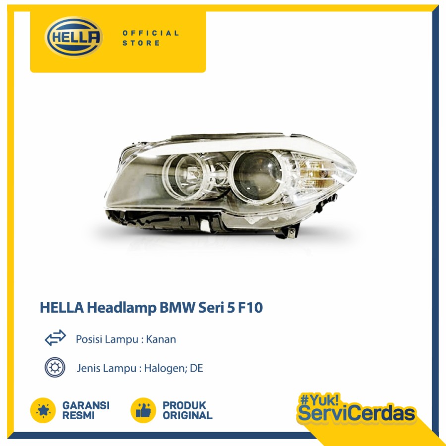 Headlamp Mobil Hella BMW Seri 5 F10 (Kanan) Halogen -Lampu Depan Mobil Harga 4,949,280 rupiah*Gratis Ongkir