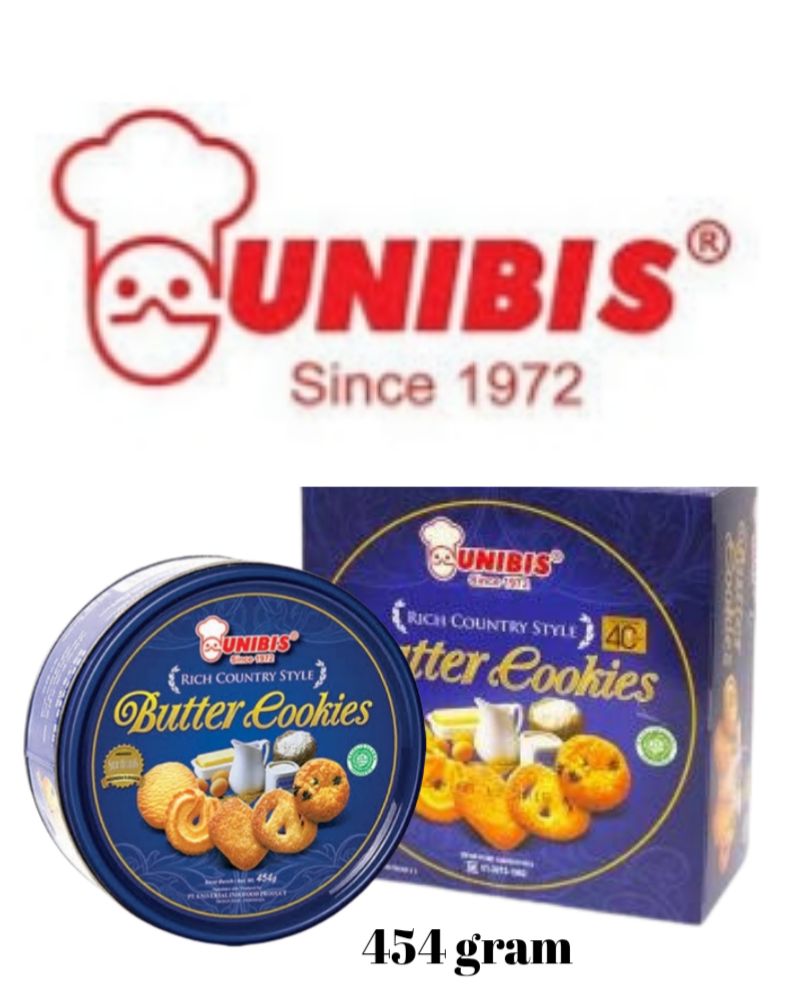 Unibis butter cookies kaleng bulat 454g,kue lebaran
