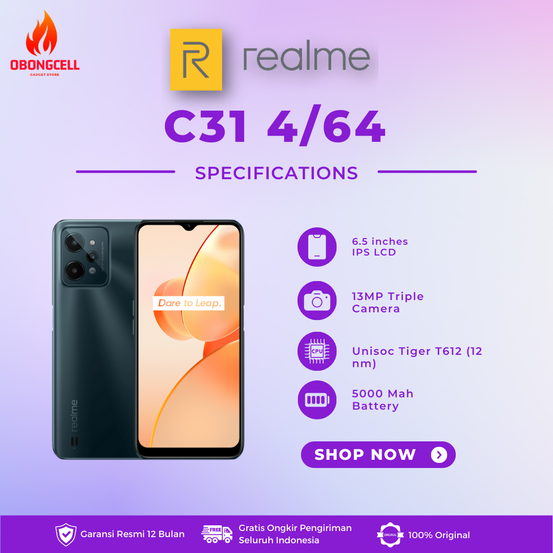 realme C31 3/32GB Garansi Resmi Harga 1,209,000 rupiah*Gratis Ongkir