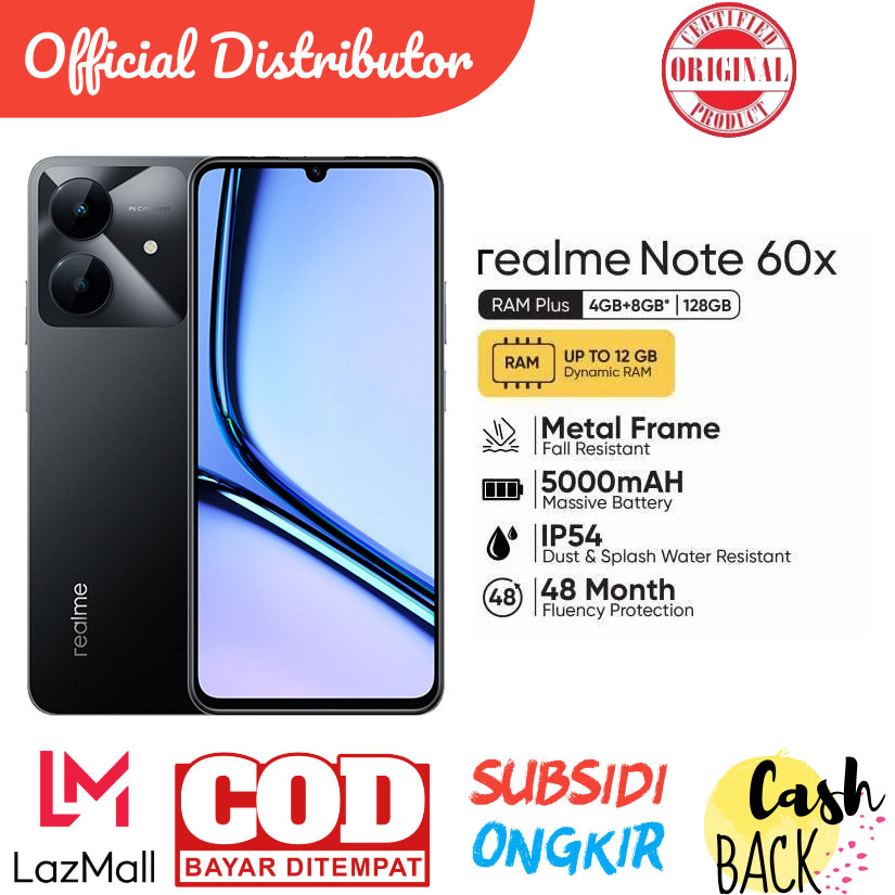 REALME NOTE 60X 4/128 vs 4/64 GB - IP54 TAHAN DEBI & PERCIKAN AIR - RANGKA METAL TAHAN BANTING Harga  989,010 Ringgit*Penghantaran Percuma