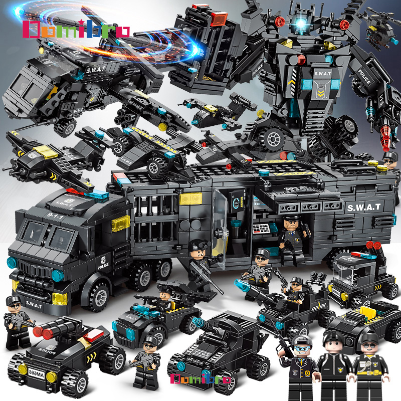 【Ready Stock】1000PCS Robot Polisi Mainan Brick Blok / Police Vehicle Hawk SWAT Mainan