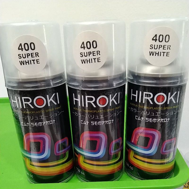 pilok pilox cat semprot hiroki 400cc 400 super white 150cc putih super putih kilap putih glossy 150cc Harga 20,979 rupiah*Gratis Ongkir