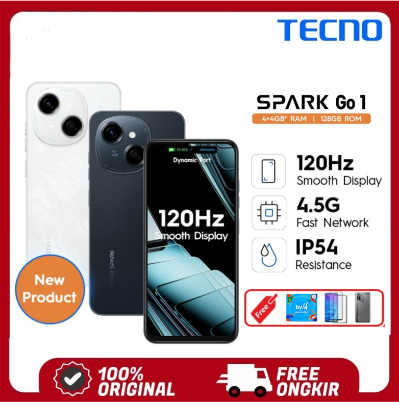 TECNO SPARK GO 1 /GO1 RAM 4 GB ROM 128 GB - Garansi Harga 940,000 rupiah*Gratis Ongkir