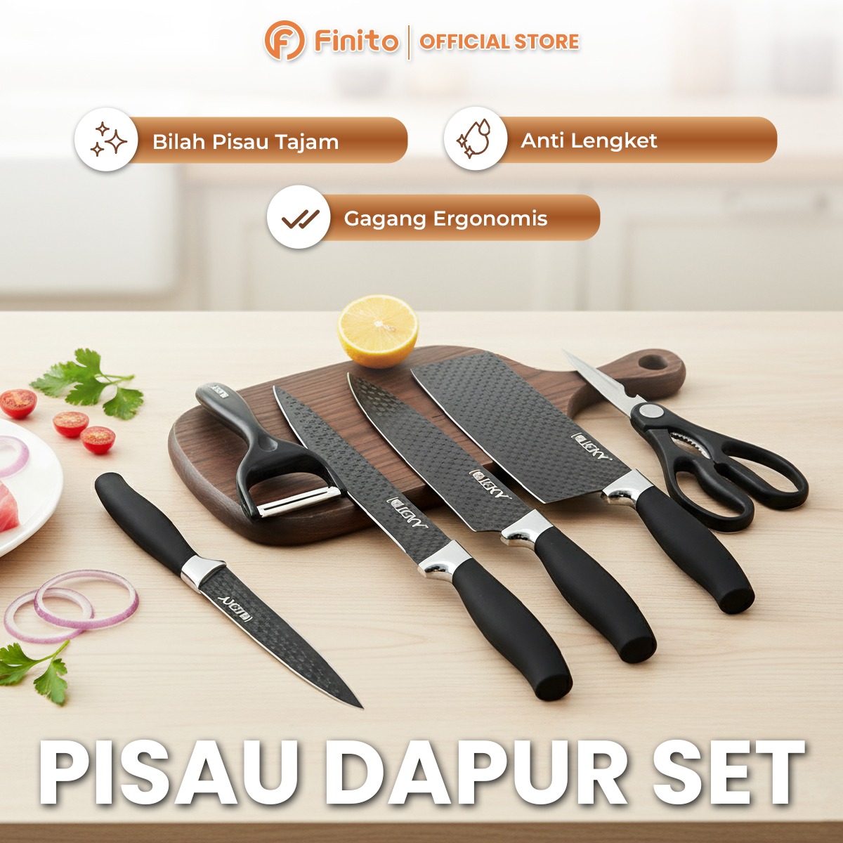 Diamond Knives Kitchen Knife Set (6 in 1)/Complete Kitchen Knife Set