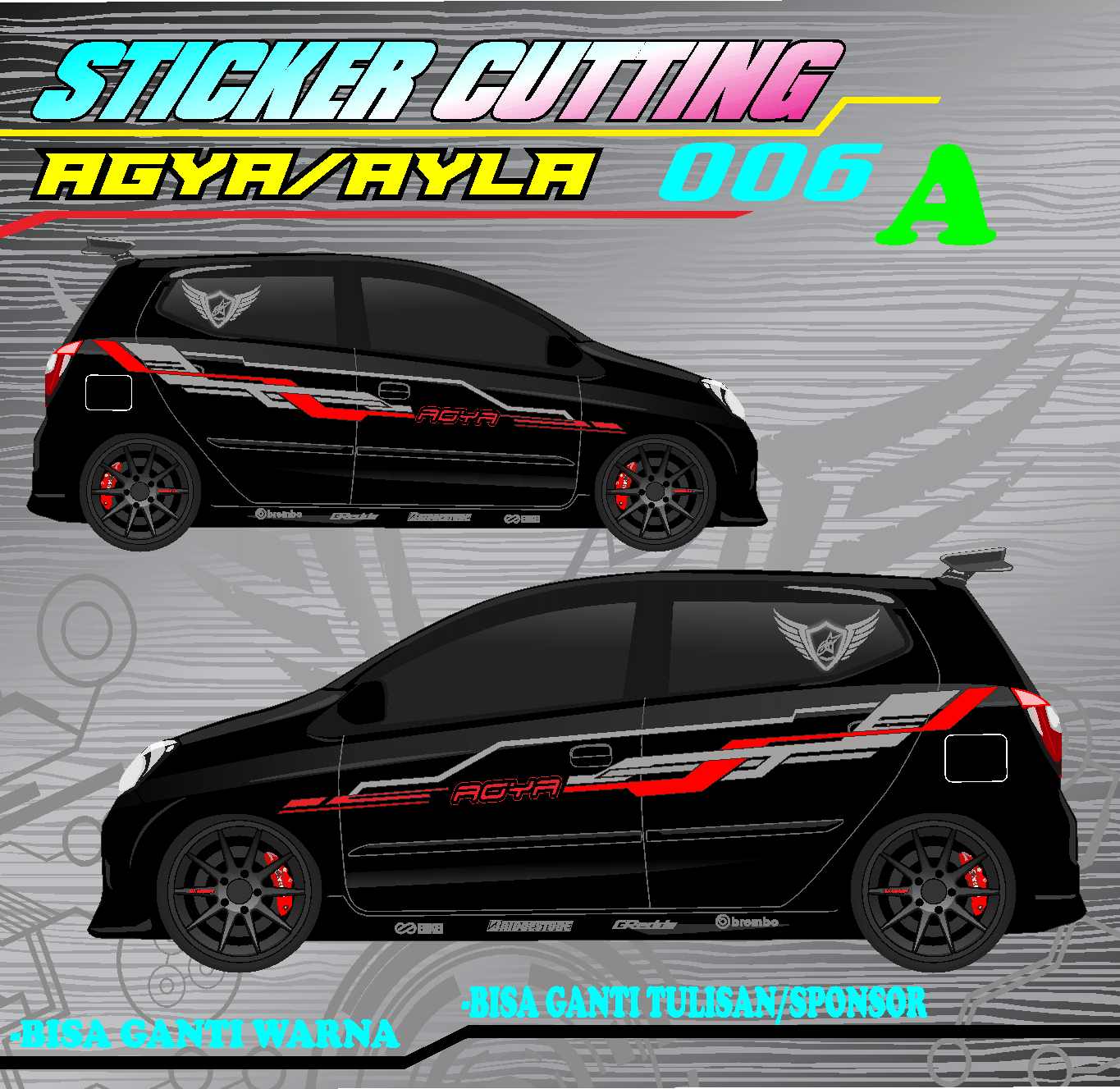 STRIPING VARIASI STICKER CUTTING MOTIF GRAFIS KEREN TERLARIS BODY SAMPING MOBIL AGYA AYLA -006 Giá 130,000 Đồng*Miễn phí vận chuyển