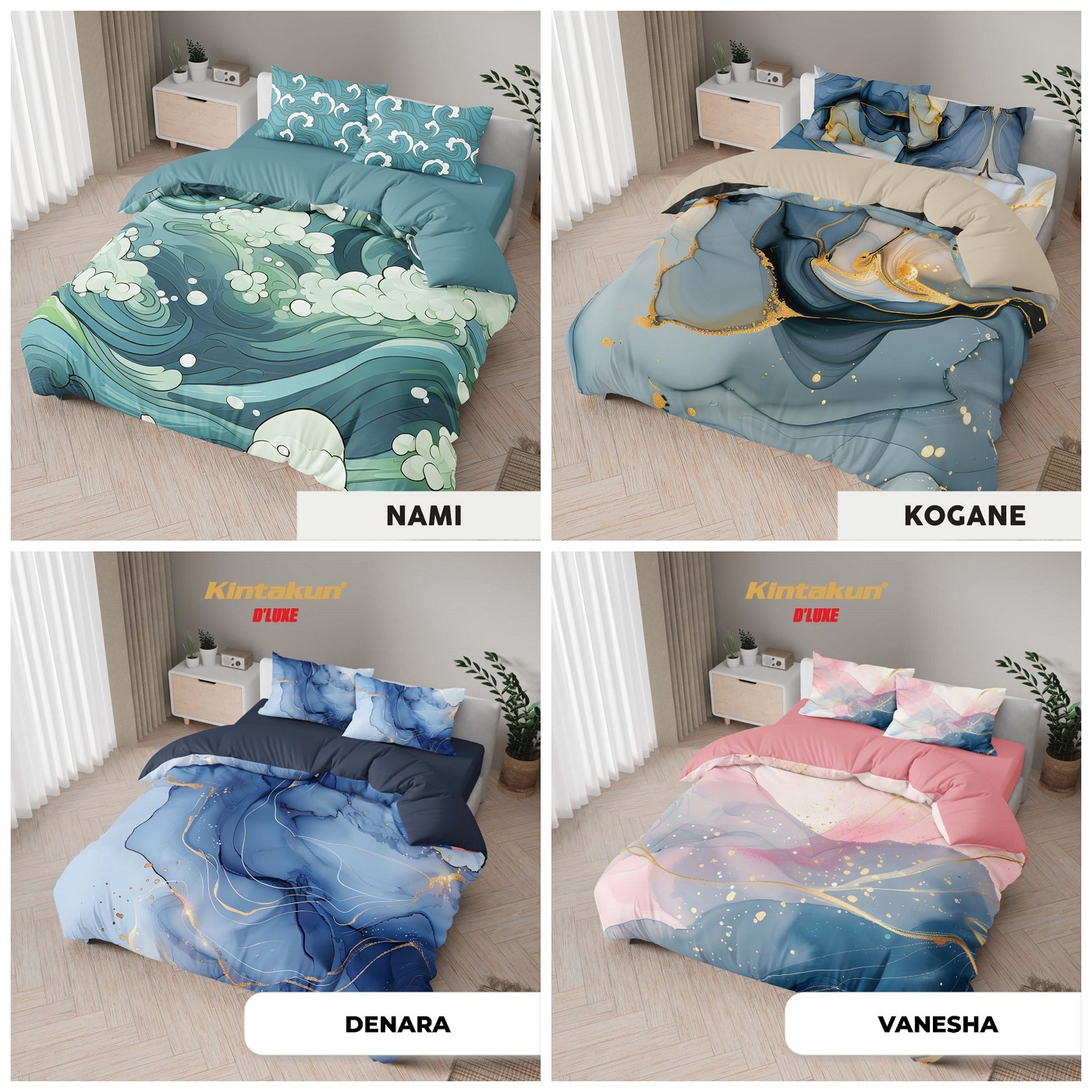Kintakun Dluxe Bed Cover Flat Set Digital Printing Exclusive King New Edition Size Uk. 180X200Cm Heigh…