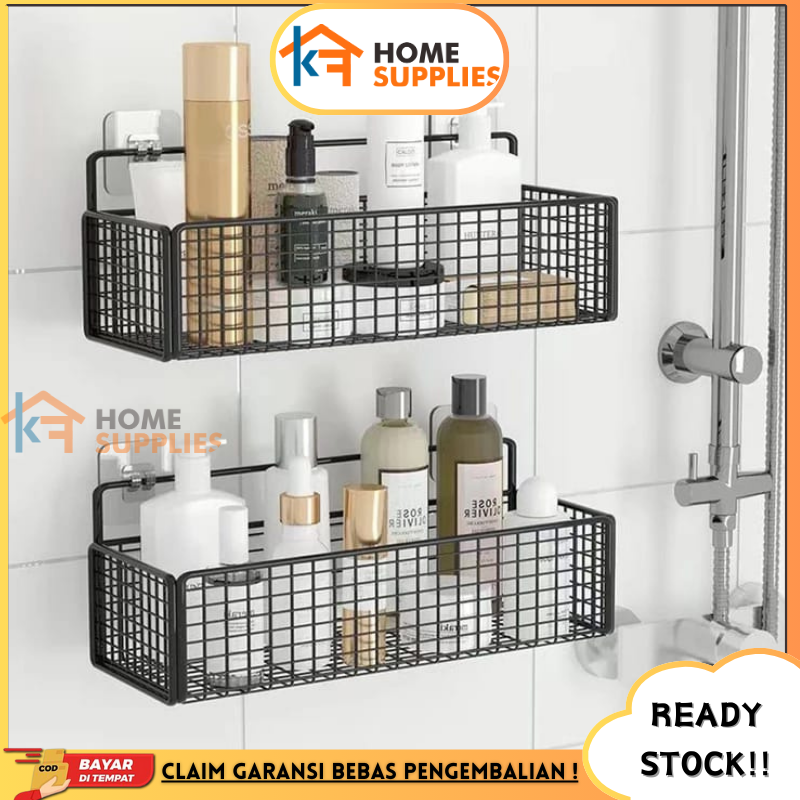 【KF】Rak Keranjang Tempel Dinding Kamar Mandi Bahan Besi Tahan Karat Rak Tempat Penyimpanan Serbaguna Harga 23,400 rupiah*Gratis Ongkir