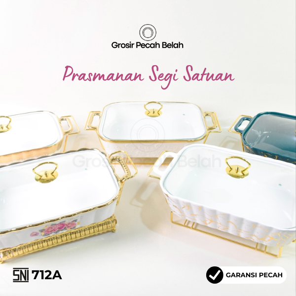 Fiorenza - Ceramic Buffet Set with Serving Containers & Food Warmers Kitchenware | Luxurious Gold Lini…