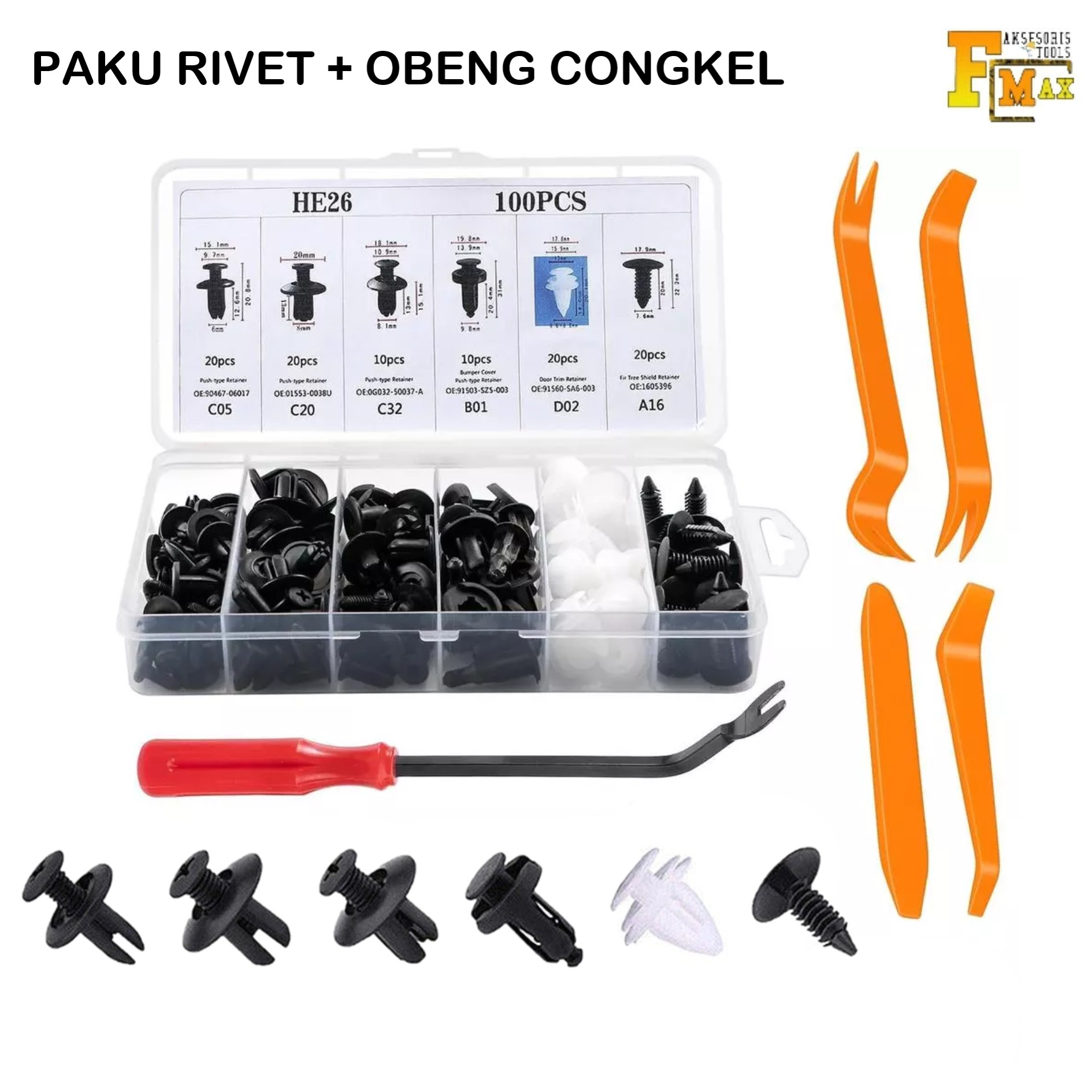 100PCs car plastic body Bolt bumper clips push retainer pins rivet clips multipurpose motorcycle studs Giá 15,000 Đồng*Miễn phí vận chuyển