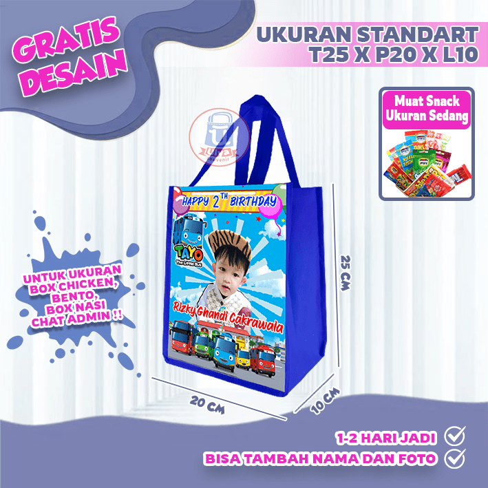 (60 PCS) TAS ULTAH CUSTOM PALING MURAH / GOODIE BAG CUSTOM TERMURAH