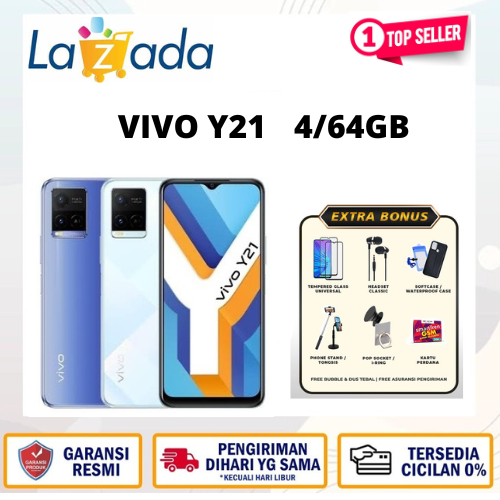 Vivo Y21 Ram 4/64GB 5000 mAh guaranteed like new Harga 1,165,600 rupiah*Gratis Ongkir