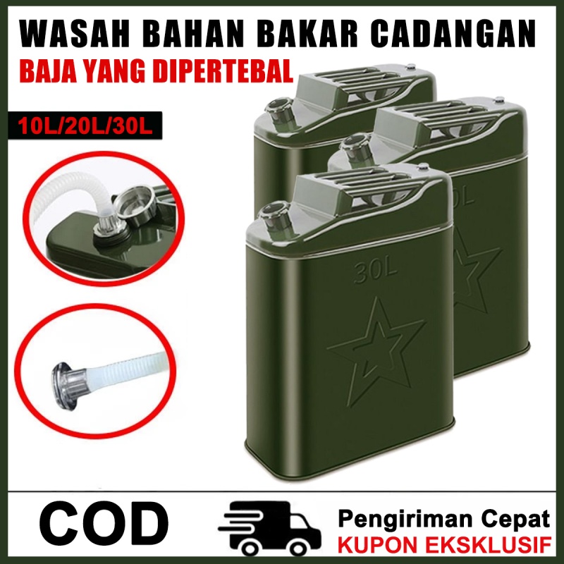 Green metal petrol tank fuel tank 10L 20L 30L large capacity leisure container tank Harga 389,000 rupiah*Gratis Ongkir