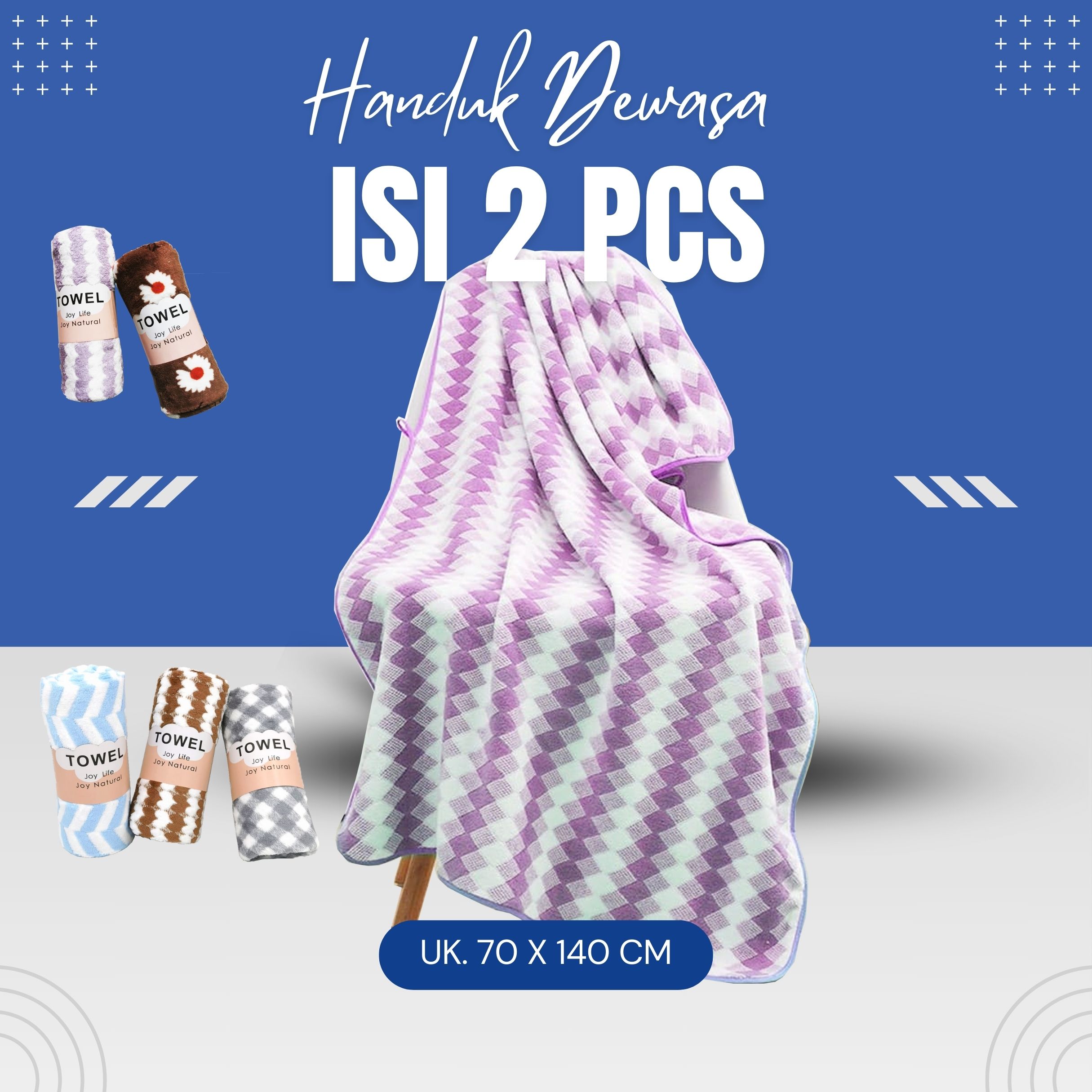 Promo 2 PCs adult microfiber towel 70x140 cm soft and smooth material Harga 36,000 rupiah*Gratis Ongkir