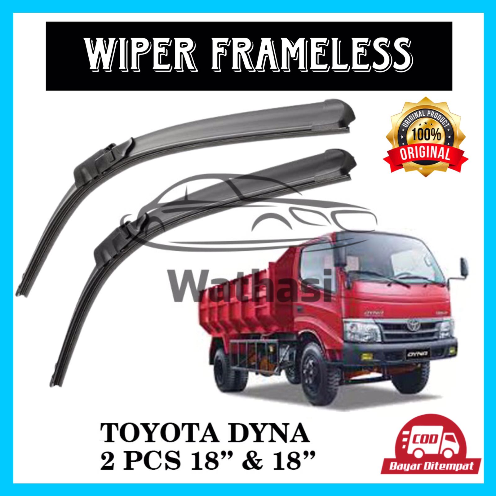 Wiper Frameless Toyota Dyna Wiper Frameless Full Karet Anti Baret 1 Set Wathasi Harga 60,200 rupiah*Gratis Ongkir