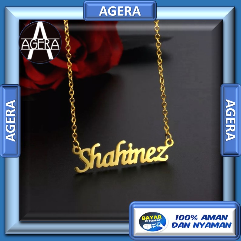 Kalung nama titanium anti karat lapis 