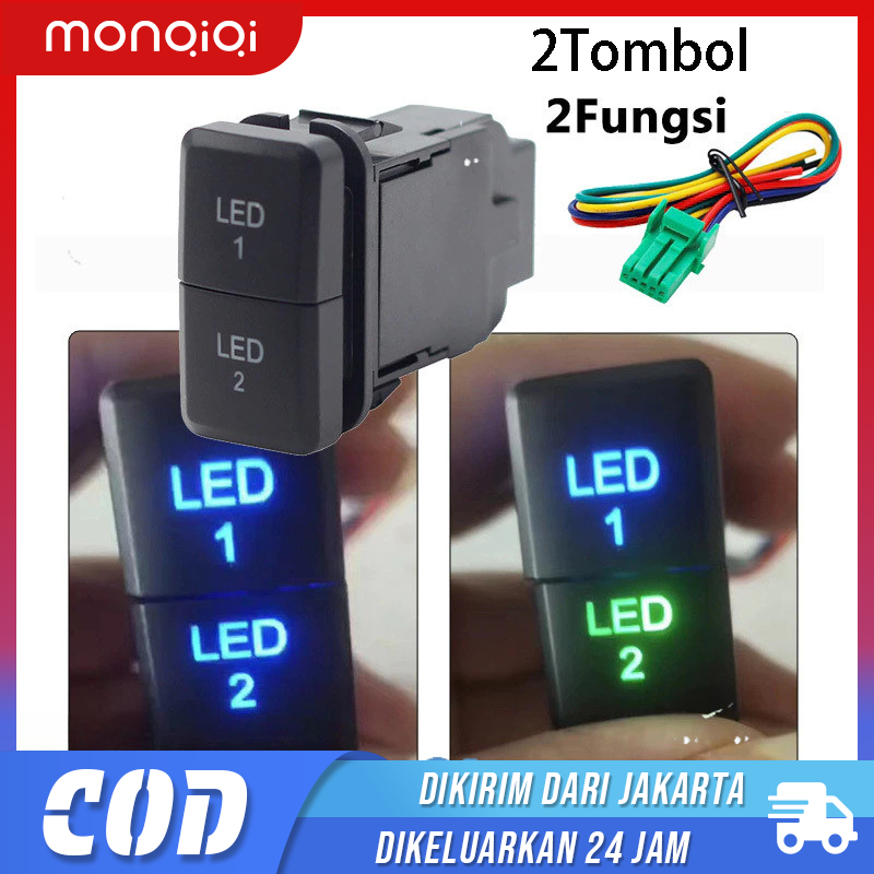 Toyota dual button fog light switch fit for Camry Corolla Prius Highlander rear door radar fog light switch 2 buttons 1 Button 1 function sewit Foglamp kill light switch button DRL progie proji shoot 12v UK 21mm × 39mm Harga 48,680 rupiah*Gratis Ongkir