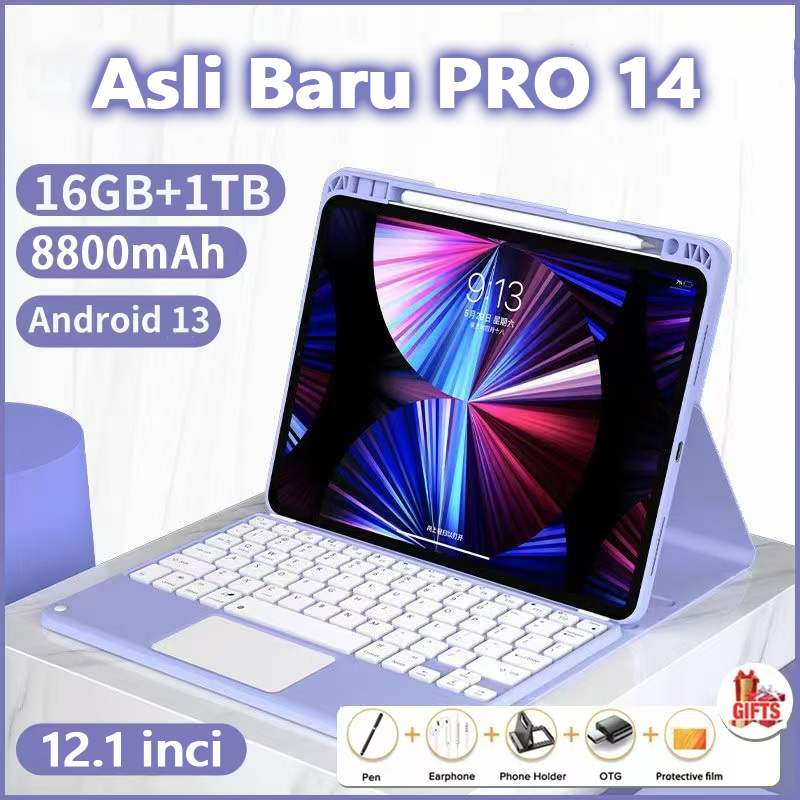 【 2025 new】original new Pro14 Android PC tablet 12.8 Inch Full Screen 5g 90Hz tab pad 16GB RAM 512GB ROM education tablet promotion product warranty learning gaming Android dual SIM WiFi tablet cheap can cod tablet Harga  1,266,210 Ringgit*Penghantaran Percuma
